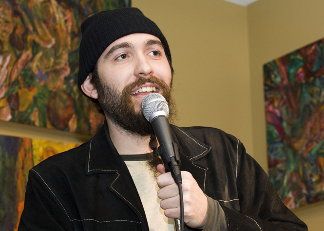 Anthony Savatt performs his stand-up act at the Stone Tavern on Monday night. Savatt will host comedy night every Monday starting at 800 p.m. at the Stone Tavern, which is located on the corner of Main and Water Street. Photo by Coty Giannelli.