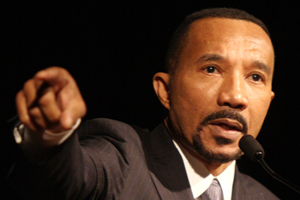 Kweisi Mfume, former congressman and former NAACP president, was the keynote speaker for Kent State’s Ninth Annual Martin Luther King Jr. Celebration in the Ballroom on Thursday. The celebration included music, dance and spoken word performances from students and faculty members. Photo by Valerie Brown