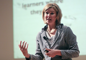 2010 National Teacher of the Year, Sarah Brown Wessling, lectured about her teaching style at the Kiva on Tuesday. Wessling is a 10th through 12th grade English teacher at Johnston High School in Johnston, Iowa. Photo by Anthony Vence.