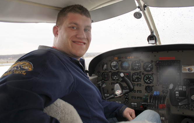 Brian Myers is the coach of Kent State University's Precision Flight Team. The team is preparing for this year's Safety and Flight Evaluation Conference (SAFECON) at The Ohio State University. Photo by Anthony Vence.