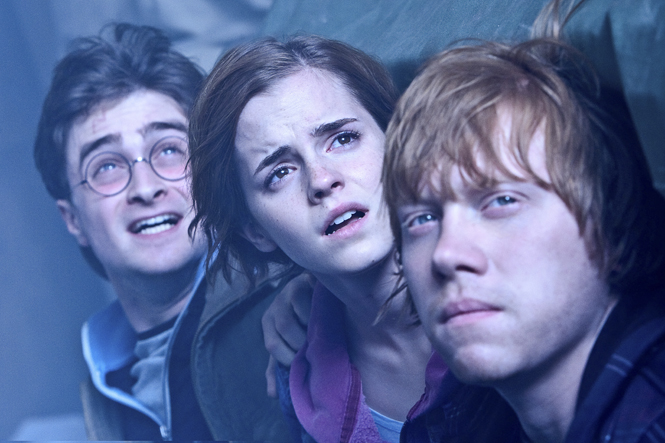 Daniel Radcliffe as Harry Potter, from left, Emma Watson as Hermione Granger and Rupert Grint as Ron Weasley in Warner Bros. Pictures' fantasy adventure "Harry Potter and the Deathly Hallows - Part 2," a Warner Bros. Pictures release. (Jaap Buitendijk/Courtesy Warner Bros. Pictures/MCT).