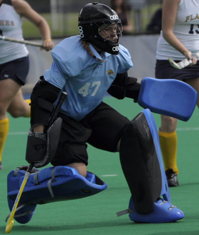 Jahna Jordan, Kent State field hockey goalkeeper. Photo by Amy Loomis.