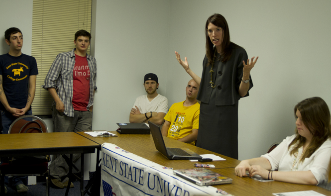 State Representative of the 68th House District Kathleen Clyde spoke to Kent State College Democrats Thursday, September 22. Photo by Elyse Claassen.