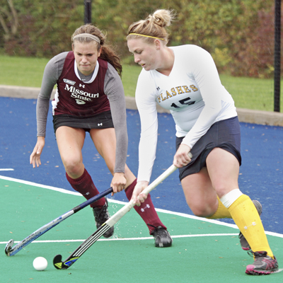 Senior forward Debbie Bell attempted to move the ball in Missouri State's territory during Kent's 3-1 loss on Oct. 16. Kent will finish its regular season by playing Ohio on Oct. 28 and Central Michigan on Oct. 29. Photo by Matt Hafley.