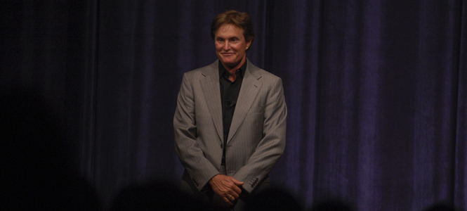 Bruce Jenner spoke about his Olympic career at the Ballroom on Oct. 11. He was the guest speaker for disability awareness month. Photo by Nancy Urchak.