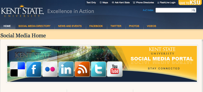 Kent State's social media page courtesy of www.kent.edu.