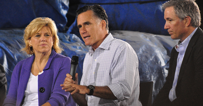 Mitt Romney speaks during a campaign stop at American Spring Wire in Bedford Heights on Sept. 26. Photo courtesy of Bill Bryan.