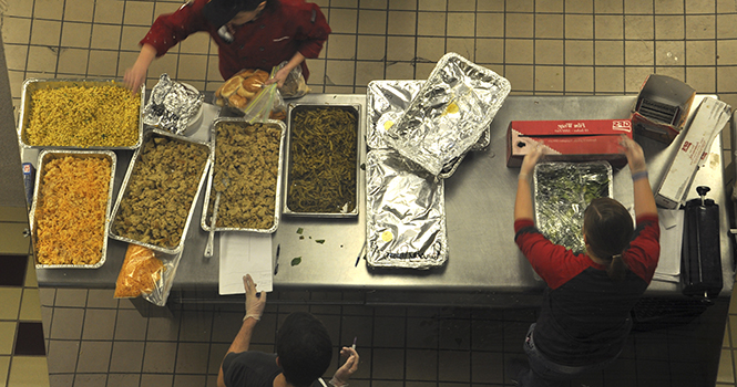 Students at the Campus Kitchen on December 6 2011. Photo by Megan Galehouse.