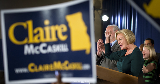 Democratic U.S. Senate incumbent candidate Claire McCaskill gives her victory speech at her election watch party at the Chase Park Plaza Hotel in St. Louis, Missouri on Tuesday, November 6, 2012. Photo courtesy of MCT Campus.