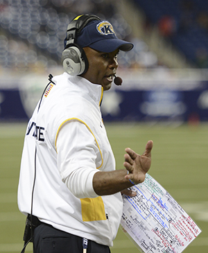 Head coach Darrell Hazell at the Mid American Conference Championship game at Ford Field in Detroit, Mich. on Nov. 30. Photo by Matt Hafley.