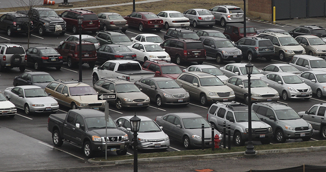 Parking lot in downtown Kent. Photo by Yolanda Li.