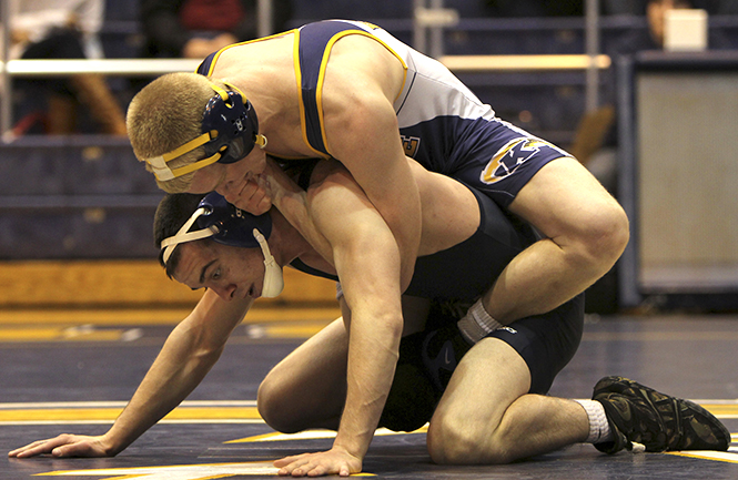 Kent State defeated Clarion 26 to 10 at the match on Jan. 20 in the MACC. Photo by Adrianne Bastas.