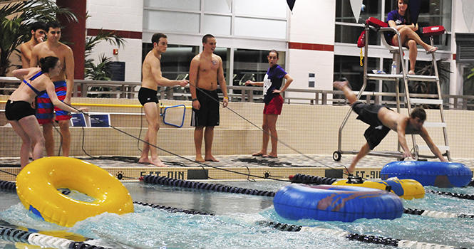 Zach Anderson leaped for the lead in the Tubular Challenge part of the Legends of the Hidden Rec competition on Friday February 1. Photo by Rachael Le Goubin.