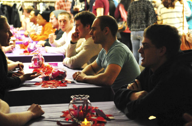 Kent State students attempt to find that special someone in time for Valentine's Day by participating in speed dating held in the student center on Thursday, Feb. 7, 2013. Photo by Rachel Le Goubin.