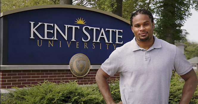 Josh Cribbs, Cleveland Browns wide receiver, starred in one of Kent State's advertisements.