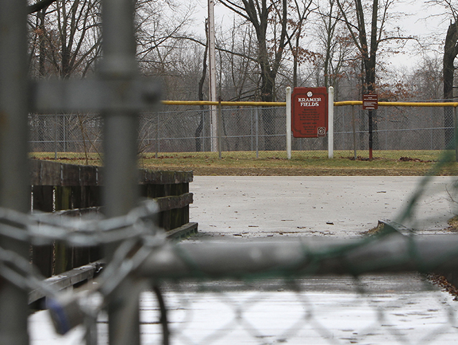 Kramer Ball Fields in Kent remain inaccessible after construction of a new bridge was delayed in 2011 after the discovery of endangered mussels living under the bridge. Construction is expected to resume in August 2013 and completed by the 2014 baseball season in April. Photo by Shane Flanigan.