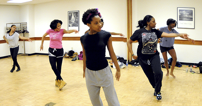 The Legacy dance team meets in a practice room every thursday to prepare for upcoming shows. Currently the team is preparing for the upcoming Flash-a-Thon in the Rec center in April. Photo by Rachael Le Goubin.