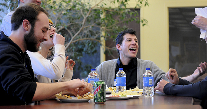 Students Andrew Konya, Alisha Konya and David Steinberg came to the Innov8athon with different business ideas in mind but they were hoping to come up with the winning proposal sometime in the 24 hour event. They were also excited to help other attendees with their business plans. Photo by Rachael Le Goubin.