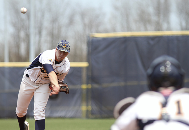 Junior Tyler Skulina delivers the pitch during a 3-1 home win over Bowling Green on Saturday, April 27, 2013. Skulina allowed five hits and one earned run while striking out nine in the game, notching his third victory of the season. Photo by Shane Flanigan.