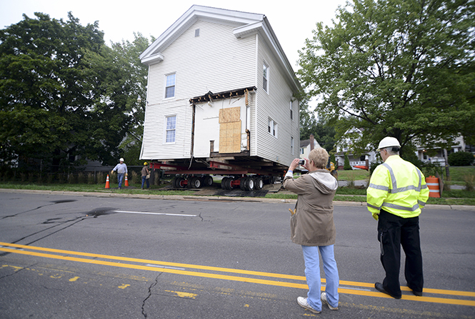 The Wells Sherman house was moved to the end of College Ave. in August of 2012 to make way for the Esplanade expansion that is now complete. Photo by Matt Hafley.