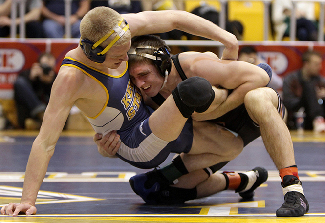 Kent State hosted the NCWA National Duals last season on February 17, 2013. Kent State lost to Oklahoma State 10-34 and won against Wisconsin 33-10. Photo Melanie Nesteruk.