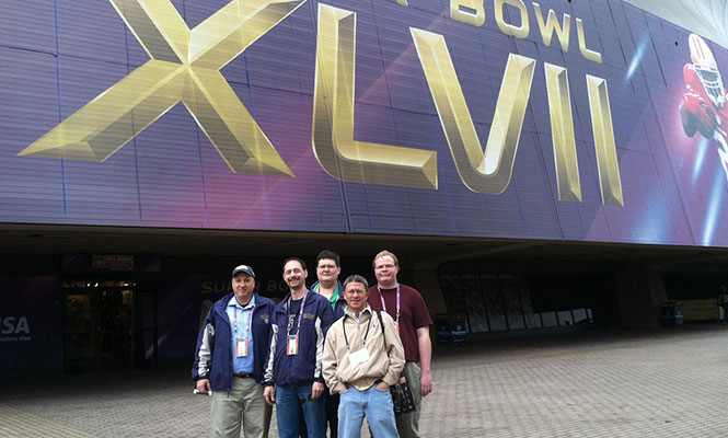 Kent State TeleProductions sent a crew of five members to Super Bowl XLVII last year. This year, TeleProductions is sending another crew to live broadcast the Super Bowl from New York Sunday, Feb. 2, 2014. Photo courtesy of Kent State.