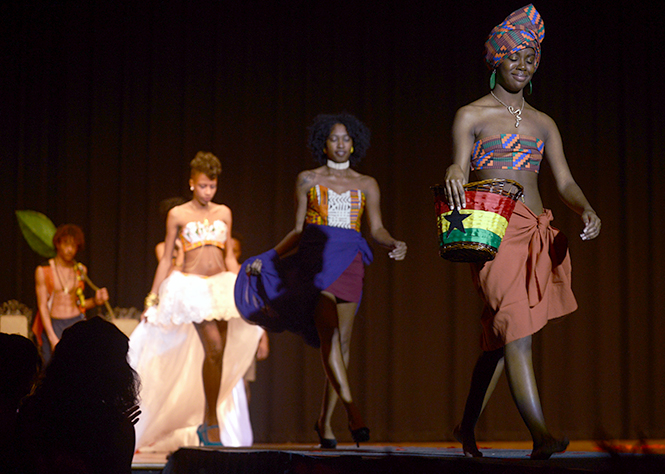 Model's walk the runway during the talent portion of the 45th annual Black United Students Renaissance Ball, Nov. 13, 2013.