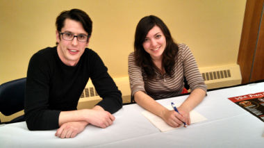 Daniel Carter and Allison Davis read several pieces from their winning chapbooks Wednesday, Feb. 12, 2014 at the Wick's Poetry Reading Series.