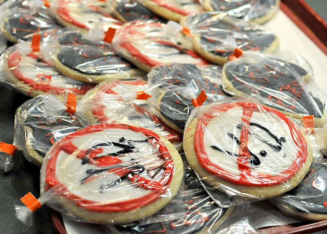 Cookies displaying messages like "Love Bites" and "MEH" were available for students at last year's Anti-Valentine's Dinner at Prentice Cafe, Feb. 14, 2013. Prentice Cafe will hold its Anti-Valentine's Day party again this Friday, Feb. 14, 2014. from 4:00 to 8:30 p.m.