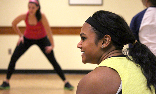 Brittany Kasturiarachi attends a zumba session to help raise money for The Scientistas Wednesday, March 13, 2014 in the Student Center. The group is raising money for their trip to Boston where they will attend the Scientista National Symposium at MIT.