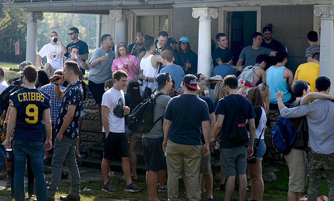 Students celebrate Homecoming along East Main Street October, 4, 2013. The Kent police are urging students to be safe while out this St. Patricks' Day weekend.