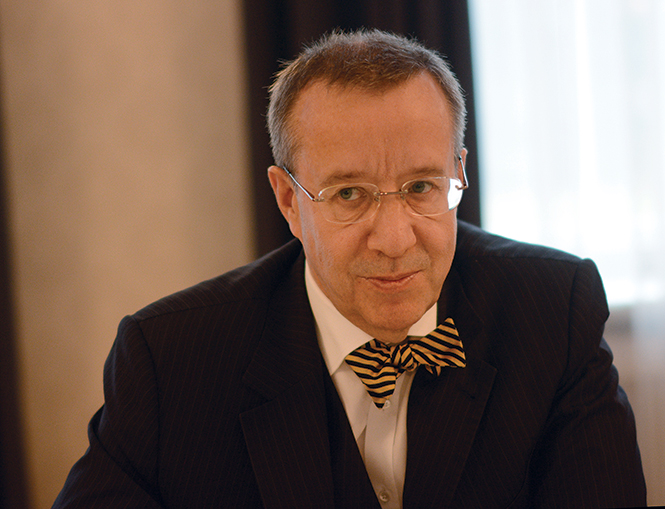 The President of Estonia Toomas Hendrik Ilves meets with Kent State students in a closed-door conference about Ukraine, the Estonian language patrol, "ethnic" Russians in Estonia and a variety of other topics at the presidential palace on Monday, March 24, 2014.