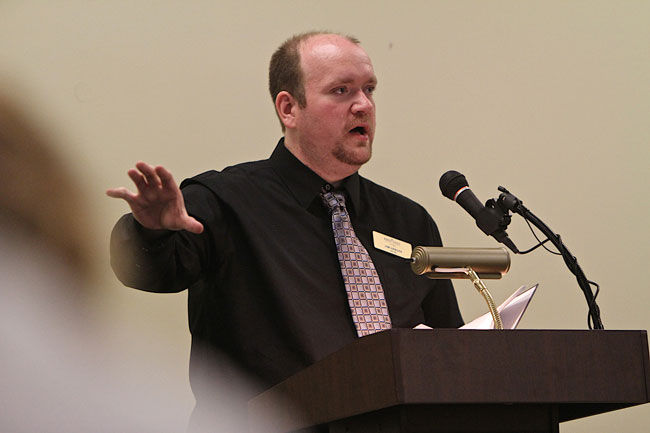 James Seelye spoke about what it was like to write his book,  Voices of the American Indian Experience as a part of the Kent Read series in the library Wendesday, Sept 10, 2014.