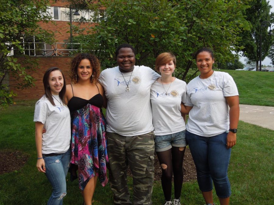 The board of Spanish and Latin American Student Association enjoys Latino Palooza. (from left) Kelsey Leyva, senior; Natalia Roman, sophomore; Victor Benton, junior; Stephanie Rogers, sophomore; Erin Lafargue, sophomore.