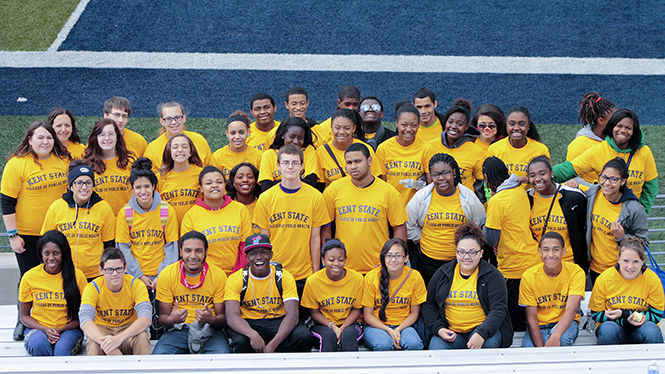 A Group of Upward Bound students from Kent State's College of Public Health participated in the annual Heart Walk at Infocision Stadium in Akron Saturday, Sept. 13, 2014.