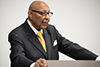 Louis Stokes, former Congressman and Kent State's current President's Ambassador, spoke to sociology and justice majors Wednesday, Sept. 17, 2014 about his involvement in the Terry v. Ohio case that he argued in the U.S. Supreme Court in 1968. He related this court case to recent events involving police brutality such as Ferguson.