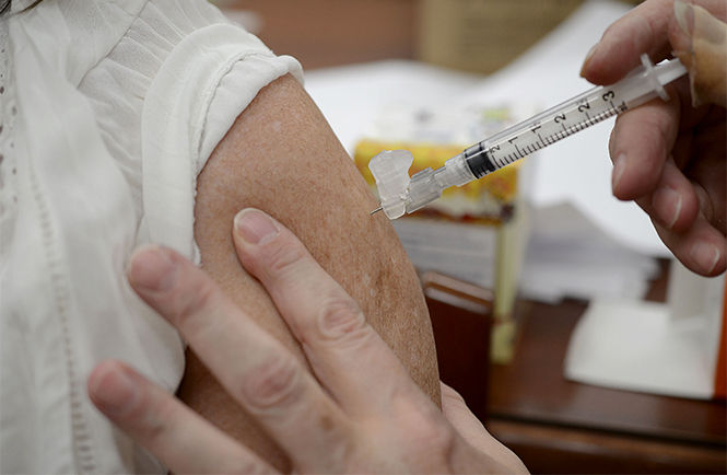 The Kent Stater Flu shot vaccinations were given on the second floor of the Kent State library during the flu clinic event hosted by Kent State nursing students Tuesday, Oct. 28, 2014.