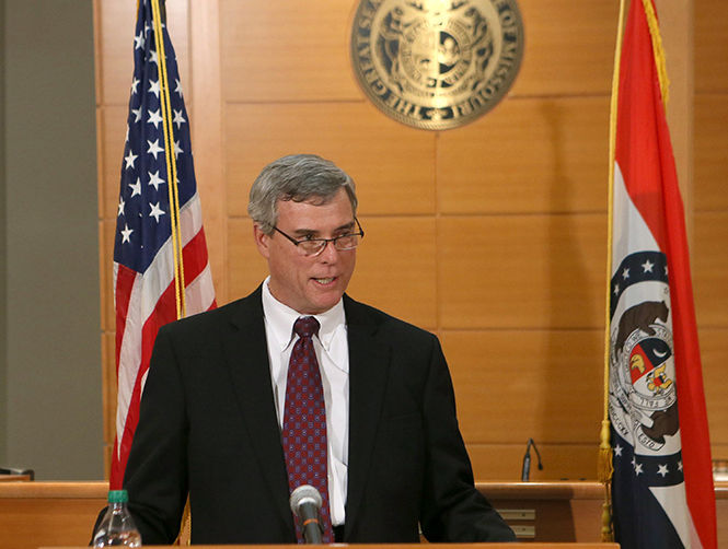 St. Louis County Prosecutor Robert McCulloch announces the grand jury's decision not to indict Ferguson police officer Darren Wilson in the Aug. 9 shooting death of Michael Brown on Monday, Nov. 24, 2014, at the Buzz Westfall Justice Center in Clayton, Mo. (Cristina Fletes-Boutte/St. Louis Post-Dispatch/TNS)