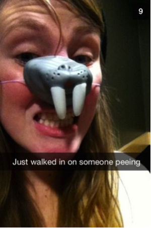 "I went to an event at Buffalo Wild Wings, and I had on a walrus nose."