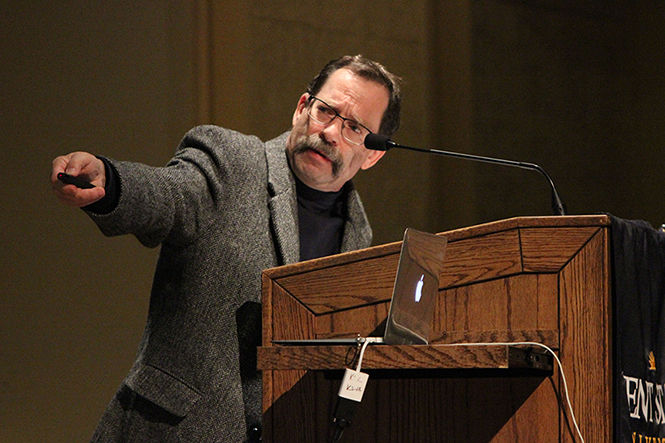 Joel Beinin, the Donald J. McLachlan Professor of History and Professor of Middle East History at Stanford University speaks about the Israeli-Palestinian conflict in the West Bank in the Kiva on Tuesday, March 3, 2015.