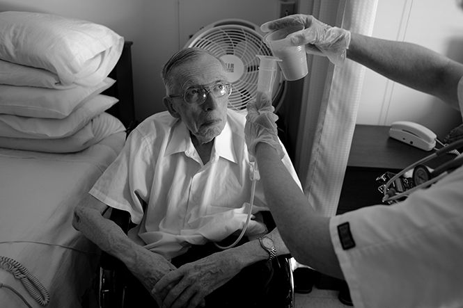 Bob gets his nutrition through enteral feeding through a stomach tube, which allows the food to enter directly through his gastrointestinal tract. “If I could do this myself, and was able to standup, I wouldn’t be here, I’d be home,” said West. On February 28 of this year, Bob and Traci were told he would need to remain at the facility due to tube feeding.