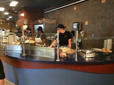 Holly Keller, a freshman psychology major, works at the upstairs dining hall in Eastway on Sept 23, 2015.