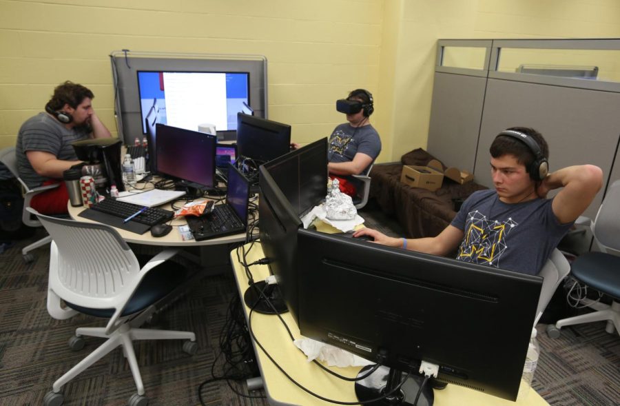 Attendees of the Kent Hack Enough event held by Hack KSU work through the night on their projects. October 24, 2014