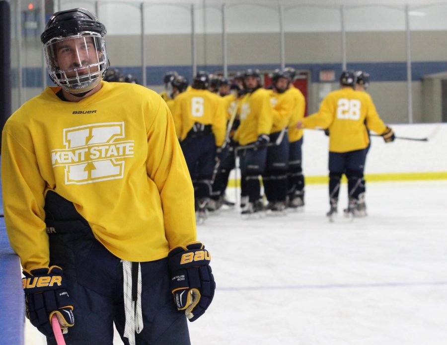 Sophomore Jake Hainline is currently leading scorer for Kent State’s hockey team. Oct. 13, 2015. 