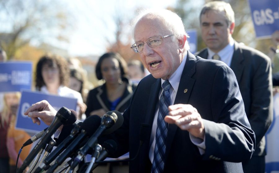 Democratic presidential candidate and U.S. Senator Bernie Sanders launches a new climate campaign on Wednesday, aimed at fighting global warming by banning new coal, oil and gas mining on public land during a press conference on Capitol Hill November 4, 2015 in Washington D.C. (Olivier Douliery/Abaca Press/TNS)