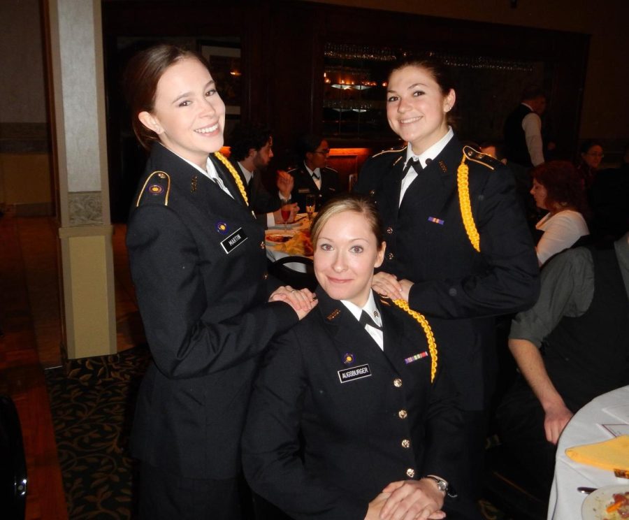 Cadet Brittney Martin, Cadet Keeley Augsburger (sitting) and Cadet Ashlee Schirripa