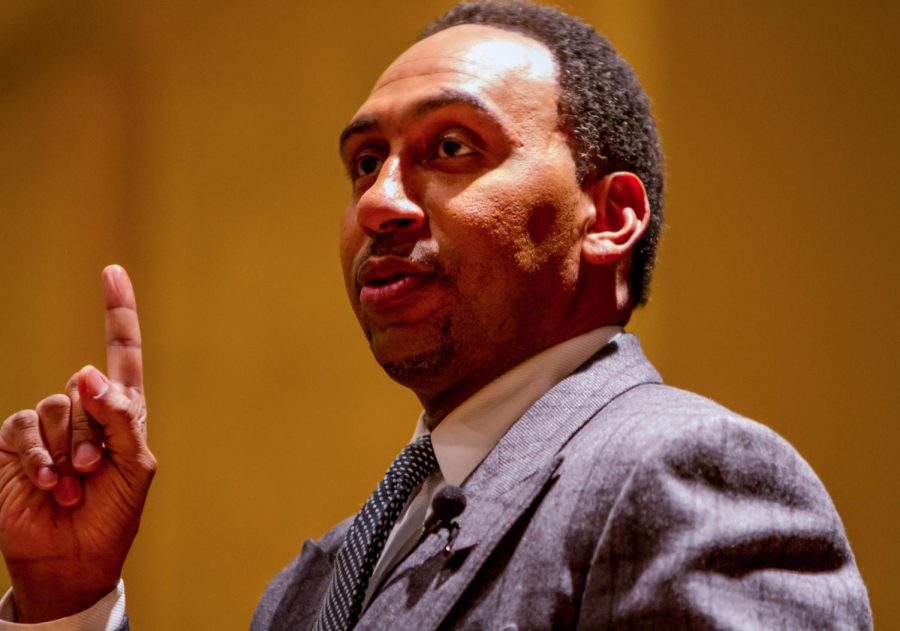 Stephen A. Smith speaks to students regarding adversity at the KIVA on Monday, Nov. 16, 2015.