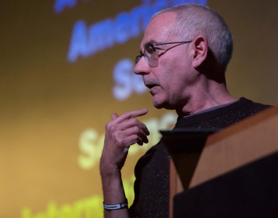 Bob Vitalis talks to students and faculty members about his new book, "White World Order, Black Power Politics," in Oscar Ritchie Hall on Wednesday, Nov. 18, 2015.