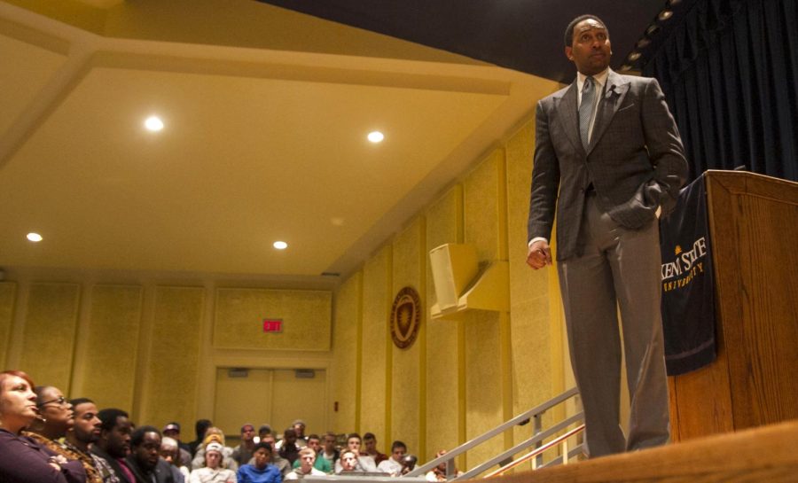 Stephen A. Smith speaks to students regarding adversity at the KIVA on Monday, Nov. 16, 2015.