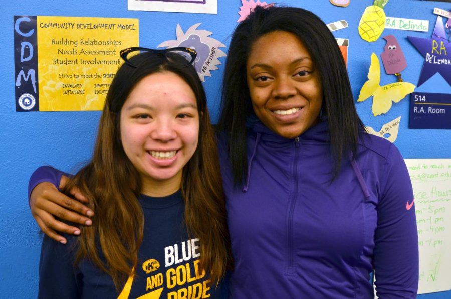 Marquis Lao (left), senior fashion design major, lives with Resident Assistant Dalinda Starks (right), who is also a senior fashion design major.